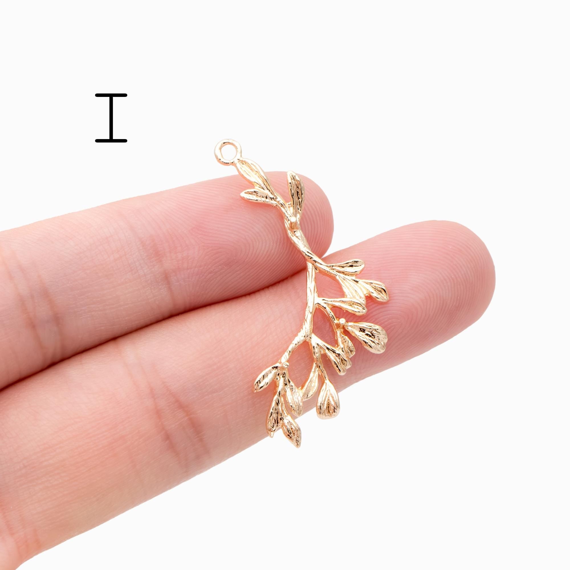 10pcs Gold/ Silver Tone Branch Connectors , Real Gold/ Rhodium plated Brass, Branch Pendants with Two Loops (GB-3622)